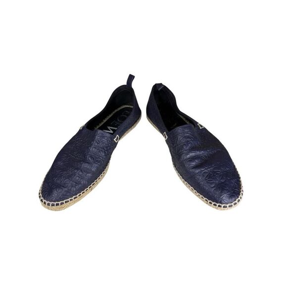 Loewe Men’s Leather Espadrilles Black Slip-On Shoes EU 44 US 11 Logo Flat main image 4